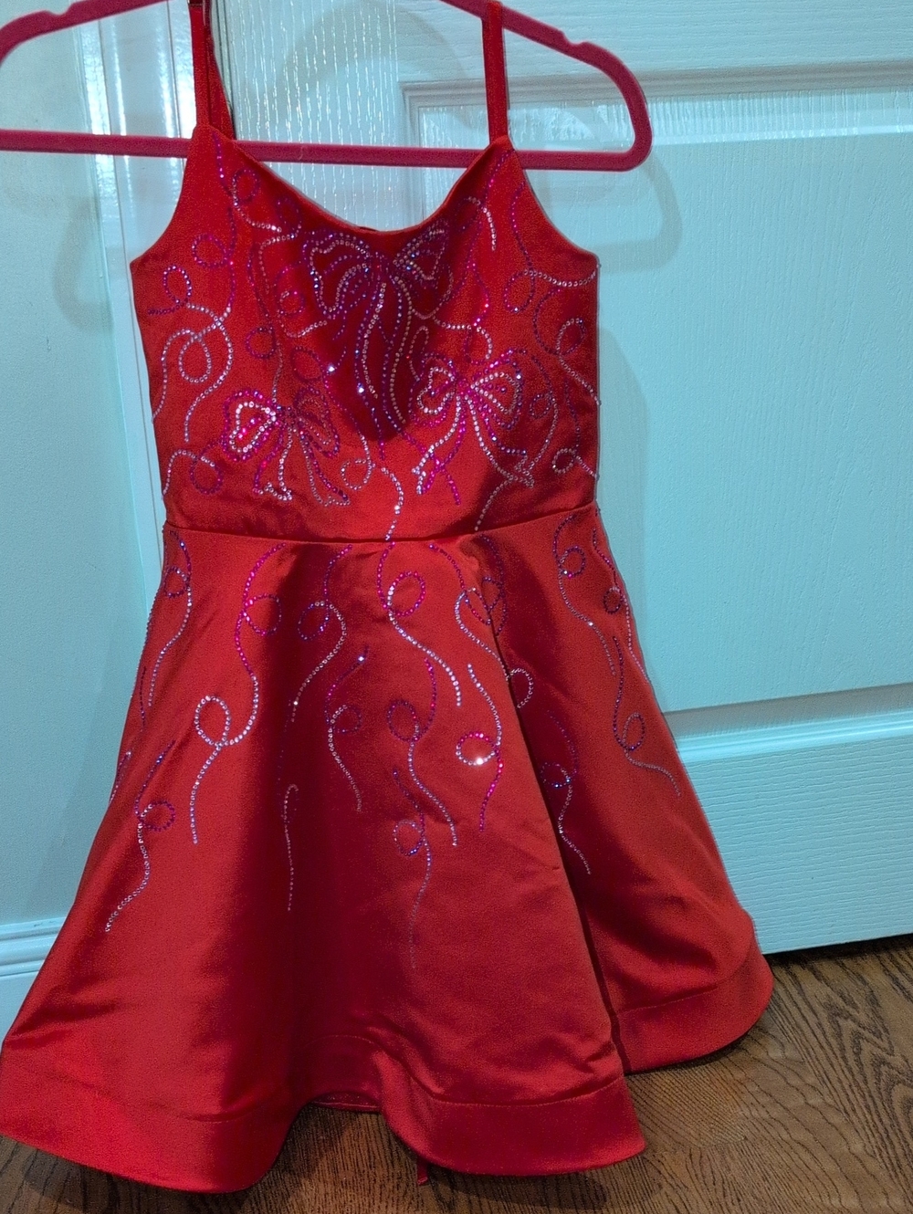 Girls' Red Sparkle Fit-and-Flare Party Cocktail Dress